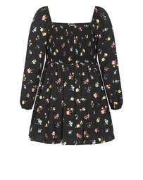 City Chic - Abbie Long Sleeve Print Mini Dress