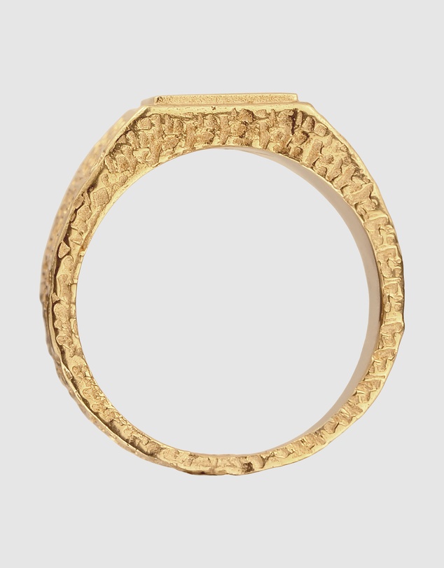 Kuzzoi - ICONIC EXCLUSIVE - Gold-Plated 925 Silver Ring with Hexagonal Black Enamel Inlay