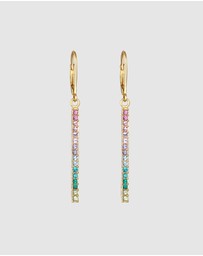 Elli Jewelry - Earrings Ear Hanger Geo Bar Sparkling with Crystals in 925 Sterling Silver Gold Plated