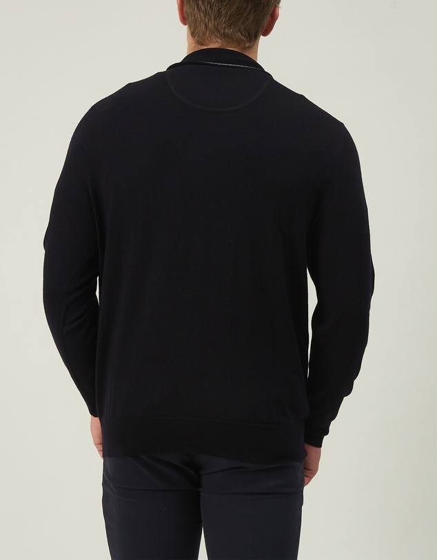 3 Wise Men - 3 Wise Men Harvey Zip Neck Merino Knit - Black