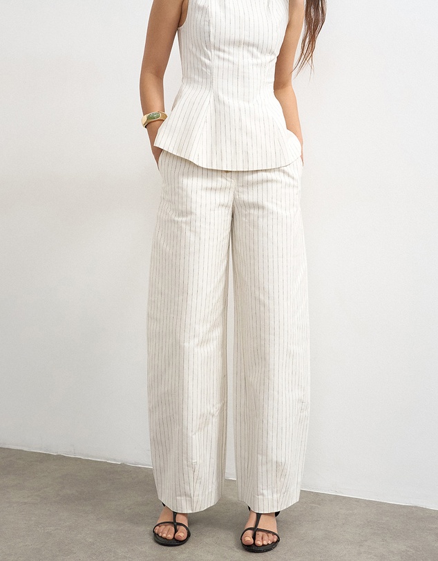 TOPSHOP - Para Striped Barrel Trousers