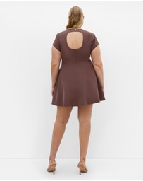 City Chic - Plus size Dynamic Cap Sleeve Skater Dress - chocolate