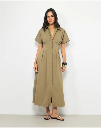 AERE - Tavie Cotton Midi Shirt Dress