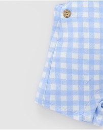 Purebaby - Gingham Overall Set -Kids-Babies