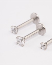 Lovisa - Surgical Steel Cubic Zirconia Threadless Flat Back Studs Pack