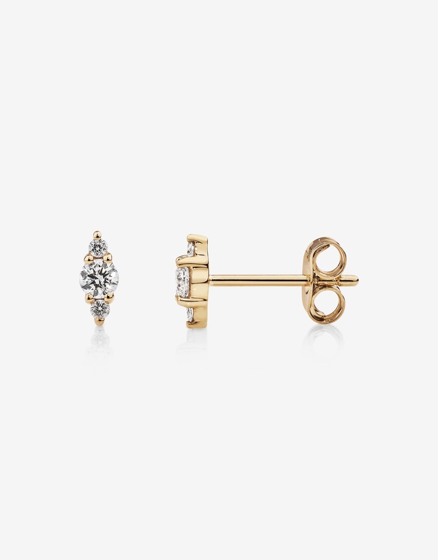Michael Hill - 3 Stone Stud Earrings with .21 Carat TW Diamonds in 10kt Yellow Gold