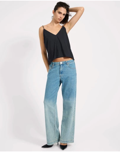 ONE TEASPOON - Low Riders Low Waist Wide Leg Denim Jeans - Texas Blue