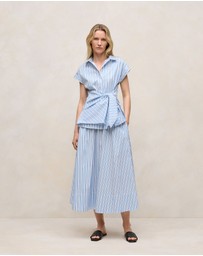 Trenery - Jacquard Stripe Poplin Skirt in Pastel Blue