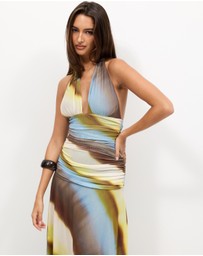 Dazie - Topaz Mesh Halter Maxi Dress