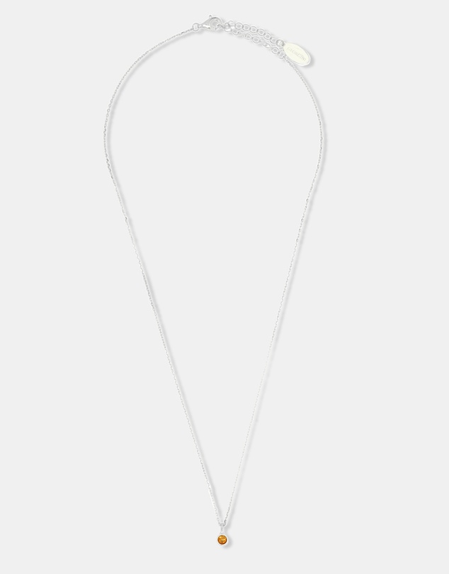 Georgini - Natural Citrine And Diamond November Silver Pendant