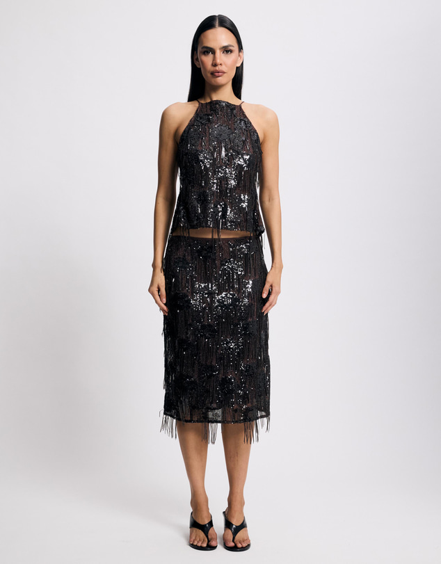 Lover - Xylia Drop Sequin Tie Back Top