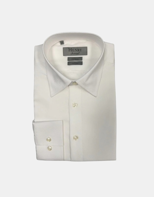 Henry Bucks - HENRY SARTORIAL Easy Care Cotton Shirt WHITE