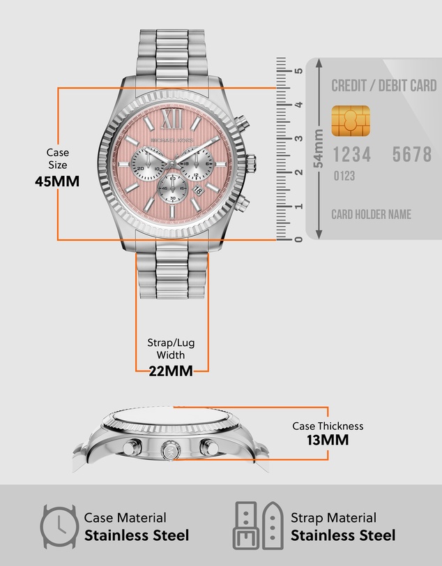 Michael Kors - Lexington Silver Tone Chronograph Watch