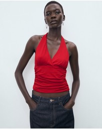 M.N.G - V-Neck Top With Open Back