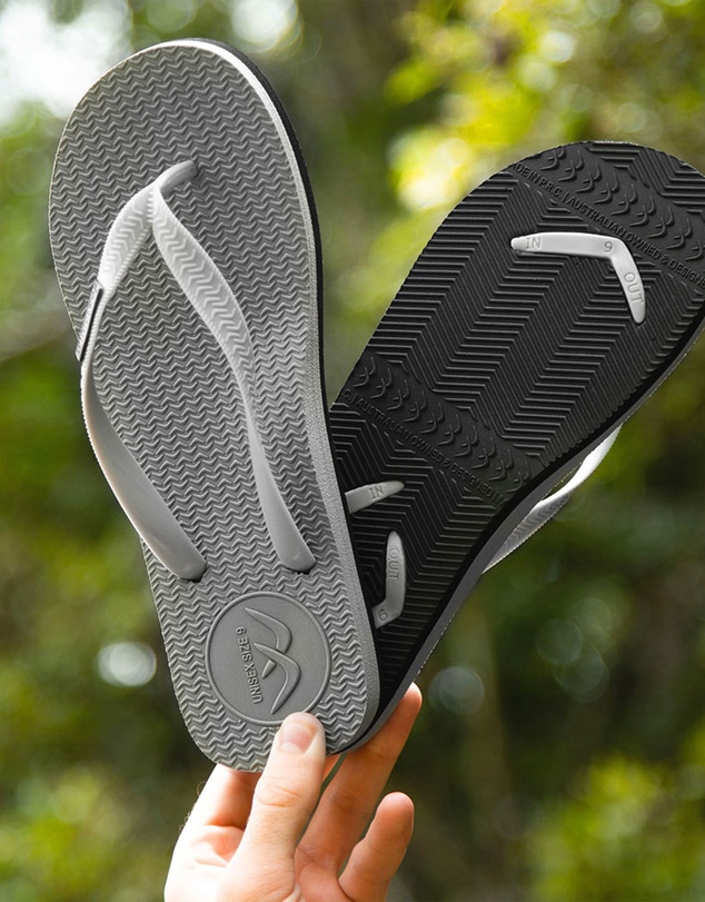 Boomerangz Footwear - Men's Grey/Black Thongs with arch support and 2 x interchangeable straps