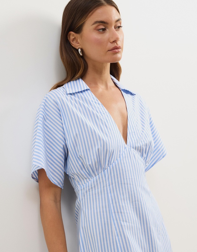 Atmos&Here - Isobel Cotton Poplin Stripe Shirt Midi Dress