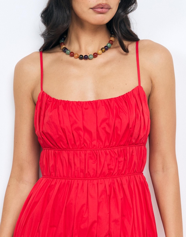 AERE - Lena Gathered Cotton Midi Dress