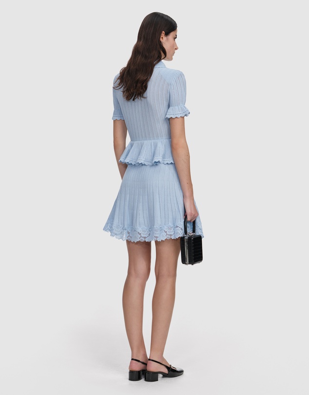 Self Portrait - Pointelle Peplum Knit Mini Dress