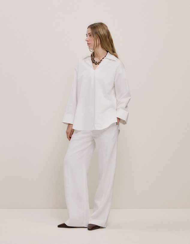 Trenery - Poplin Relaxed Longline Shirt in White