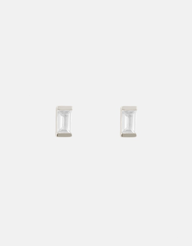 Kirstin Ash - Baguette Birthstone Studs April - White Topaz