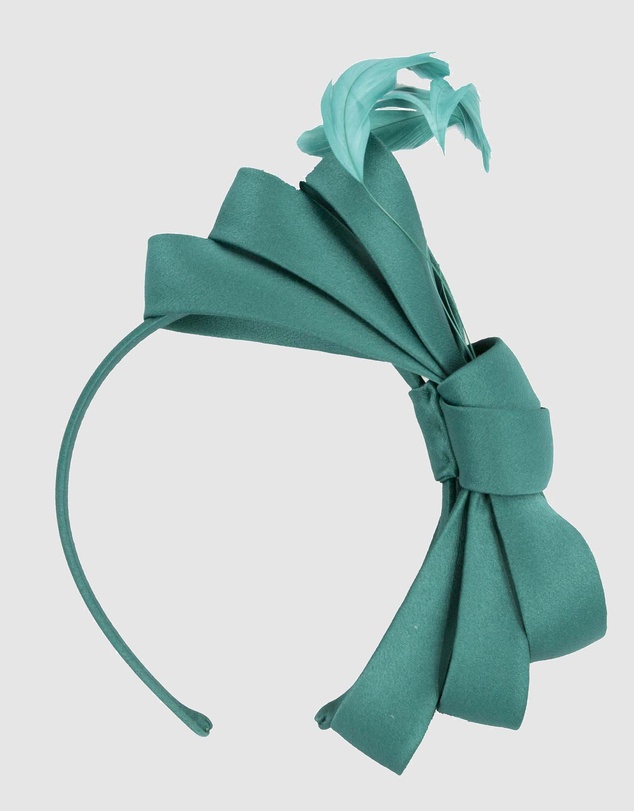 Max Alexander - Large Teal Satin Bow Racing Fascinator