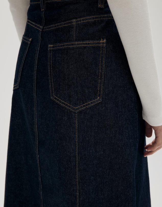 Atmos&Here - Rosa A-Line Denim Midi Skirt