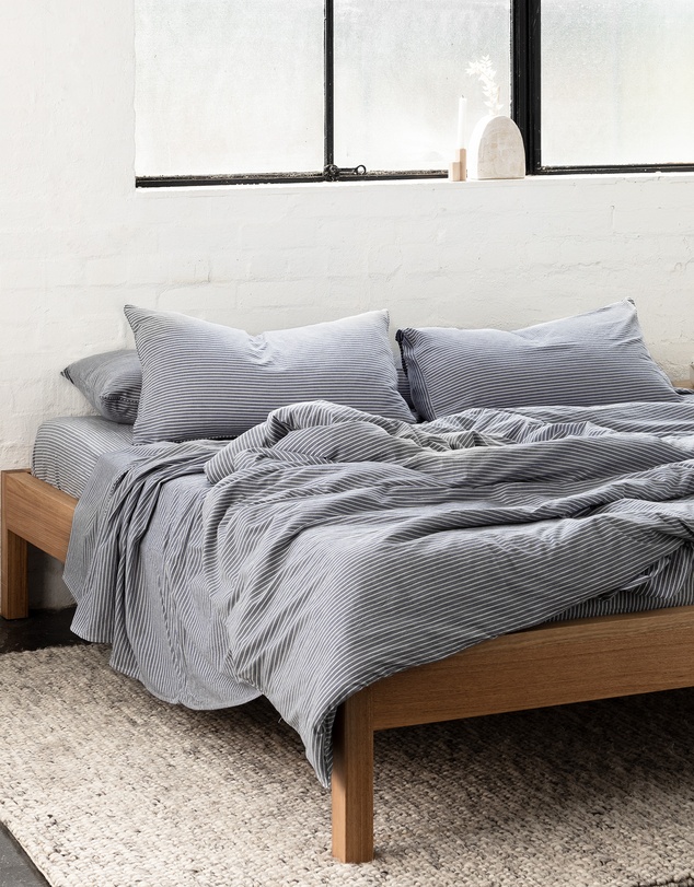 Sheet Society - Leo Washed Cotton Stripe Fitted Sheet Set