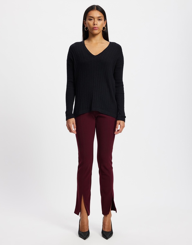 Lindsay Nicholas New York - V-Neck Cable Sweater
