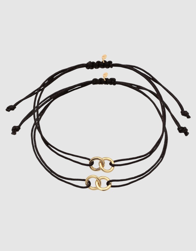Elli Jewelry - Bracelet Set Women Circle Infinity Black 925 Sterling Silver Gold Plated