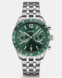 Cluse - Aravis Dual Timer Steel, Green, Silver Colour
