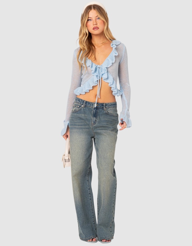 EDIKTED - Ryleigh Ruffled Tie Front Cardigan