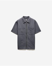 Calibre - Stripe Zip Through Shirt Navy