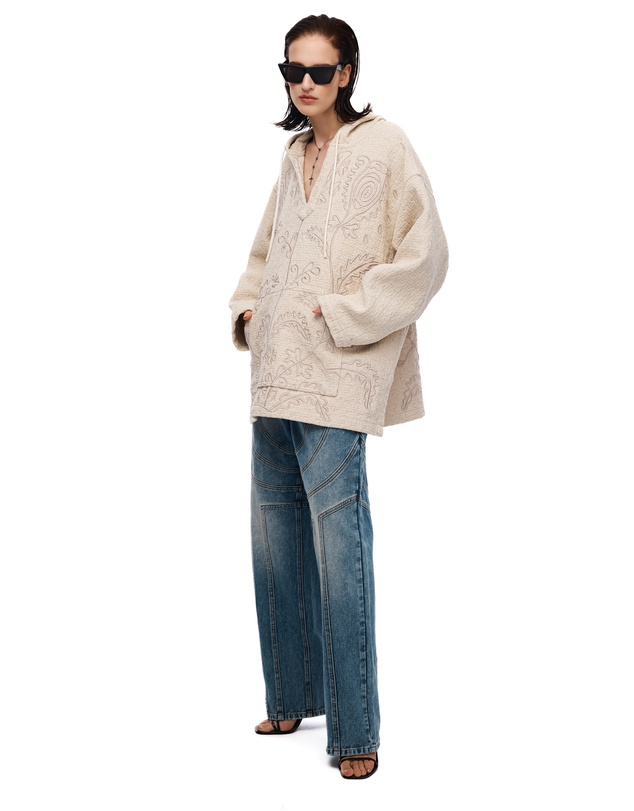 THE TALES - Textured Flower Embroidered Hooded Jacket