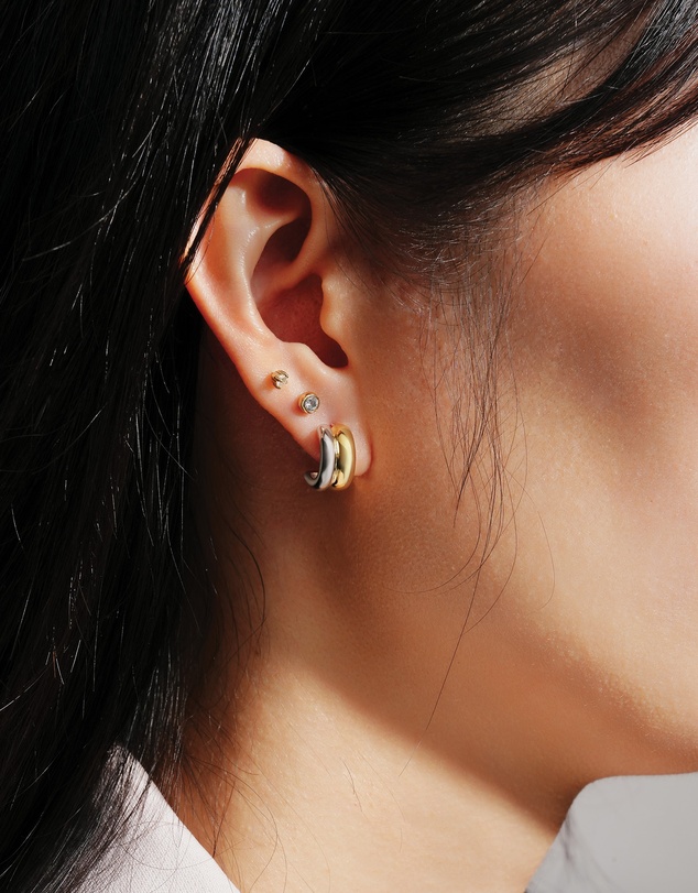 Ania Haie - Ania Haie Two-Tone Duet Mixed Huggie Hoop Earrings