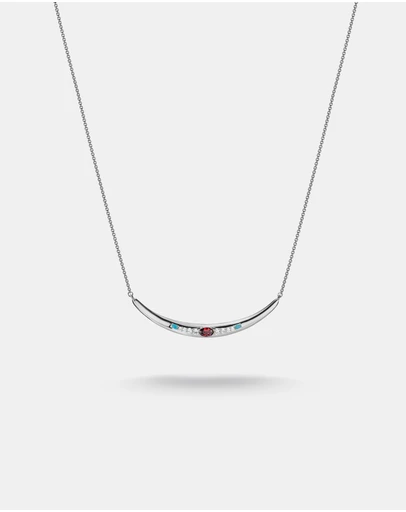 THOMAS SABO - THOMAS SABO Half-Form Necklace with Red Zirconia Stone