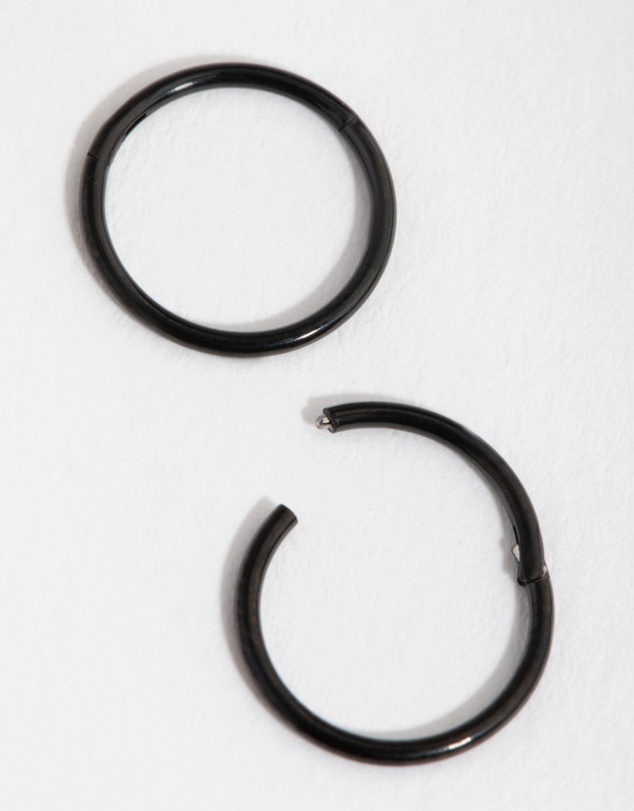 Lovisa - Black Coated Metal Surgical Steel 8mm Sleeper Earrings