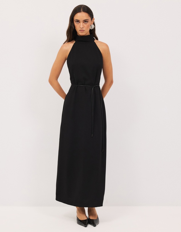 Calli - Mila High Neck Crepe Maxi Dress