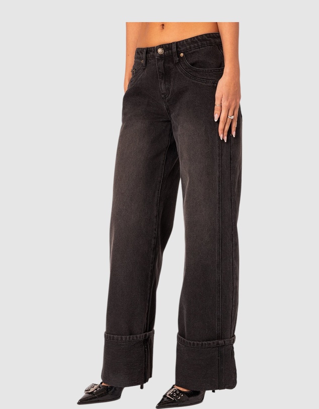 EDIKTED - Vesper Cuffed Low Rise Jeans