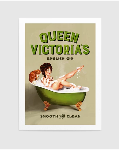 Olive et Oriel - Queen Victoria English Gin Bath Pinup Girl by The Whiskey Ginger Art Print