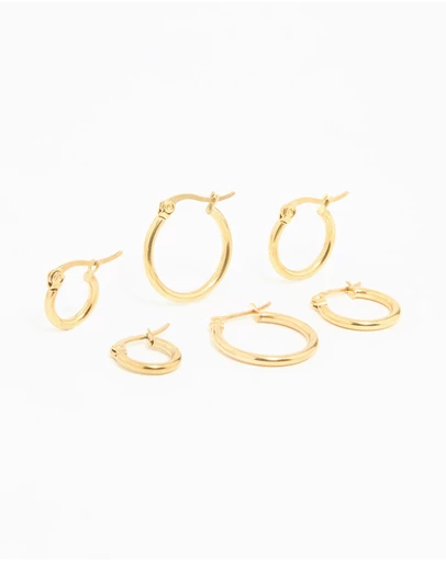 Lovisa - Gold Plated Surgical Steel Clasp Hoop Earrings 2-Pack