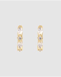 Wanderlust + Co - Marquise Pave Gold 8mm Huggie Earrings