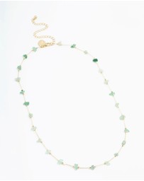 Lovisa - Gold Plated Green Semi-Precious Station Necklace