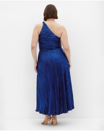City Chic - Plus size Kamila One Shoulder Metallic Dress - navy