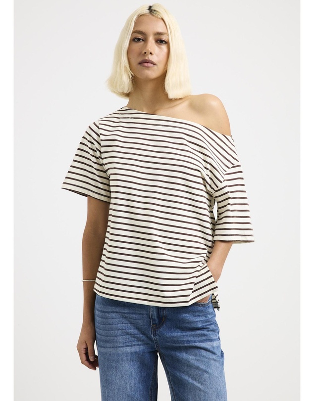 Subtitled - Amber Asymmetric Stripe Top