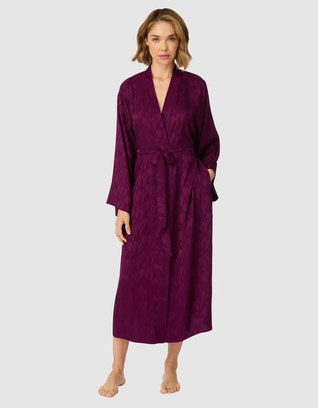 DKNY - Logo Satin Midi-Length Belted Lounge Robe