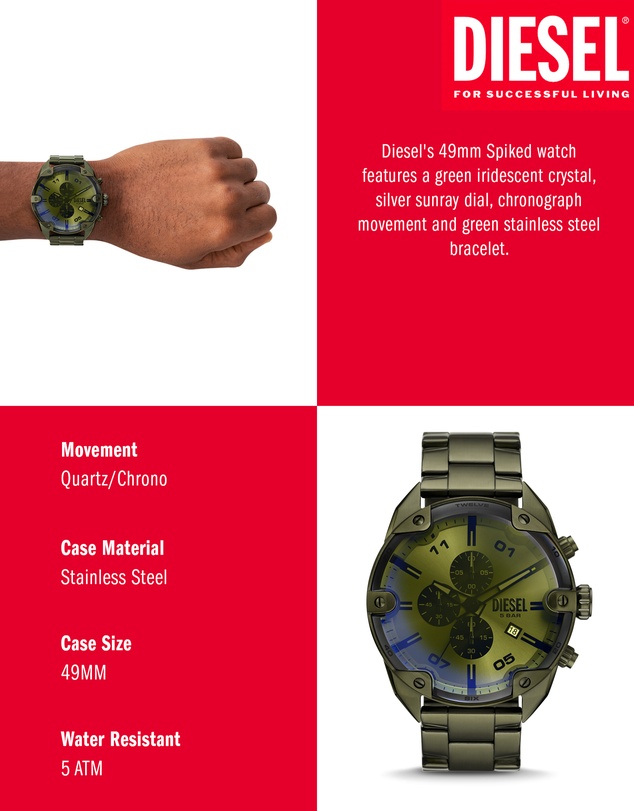 Diesel - Spiked Green Chronograph Watch