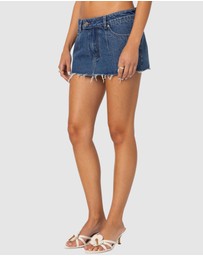 EDIKTED - Clementine Low Rise Denim Micro Skort
