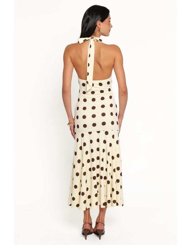 Petal & Pup - Lyndell Halterneck Maxi Dress - Butter Yellow Dot