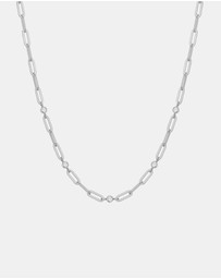Ania Haie - Silver Bezel Station Paper Clip Chain Necklace