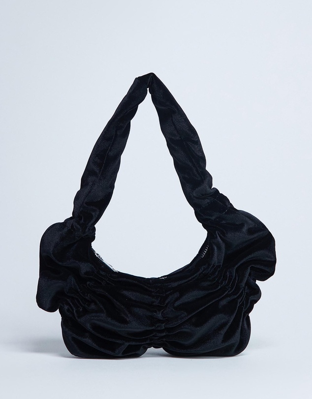 TOPSHOP - Sapphire Ruched Velvet Shoulder Bag